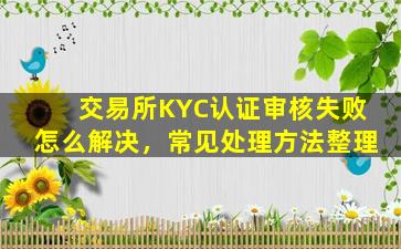 交易所KYC认证审核失败怎么解决，常见处理方法整理