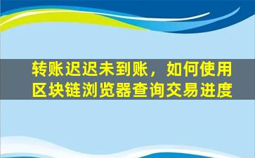 转账迟迟未到账，如何使用区块链浏览器查询交易进度