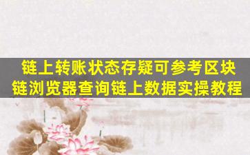 链上转账状态存疑可参考区块链浏览器查询链上数据实操教程