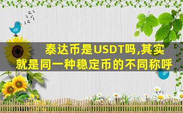 泰达币是USDT吗,其实就是同一种稳定币的不同称呼